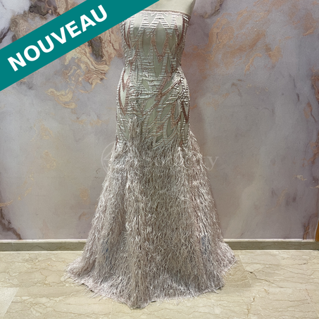 Organza plumes - Feuille du Bananier en Rose pâle