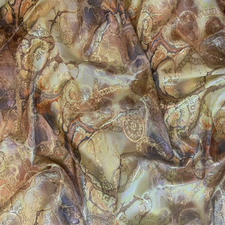 Tlija imprimée - Fumée en couleurs en Marron cannelle