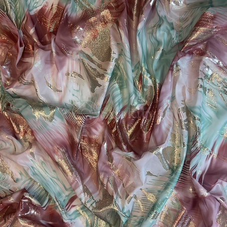 Tlija imprimée - Nuages de couleurs en Bordeaux bleu vert