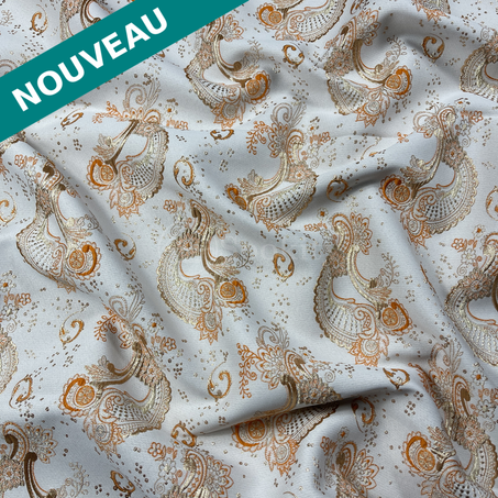 Broché - Coquille de paisley en Orange argenté doré