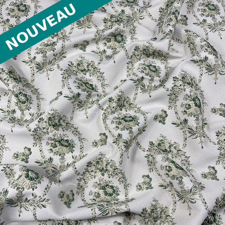 Broché - Couronne de fleurs en Vert sapin doré