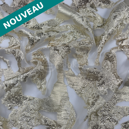 Organza - Îles en blanc cassé argenté doré