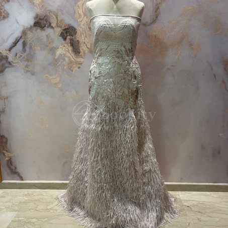 Organza plumes - Fleur de Camélia en Rose pâle