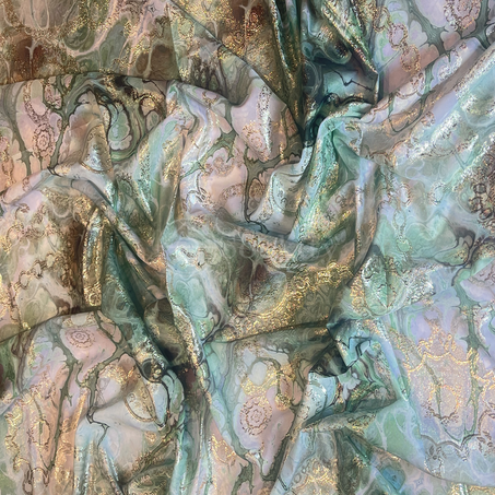 Tlija imprimée - Fumée en couleurs en Vert bleu