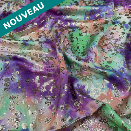 Tlija imprimée - Spots en Mauve vert lichen argenté doré