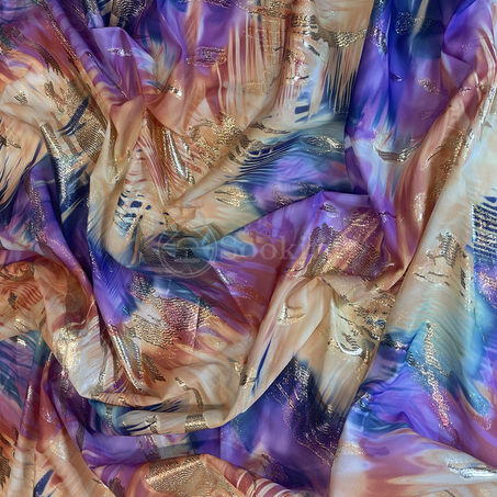 Tlija imprimée - Nuages de couleurs en Saumon bleu Azur