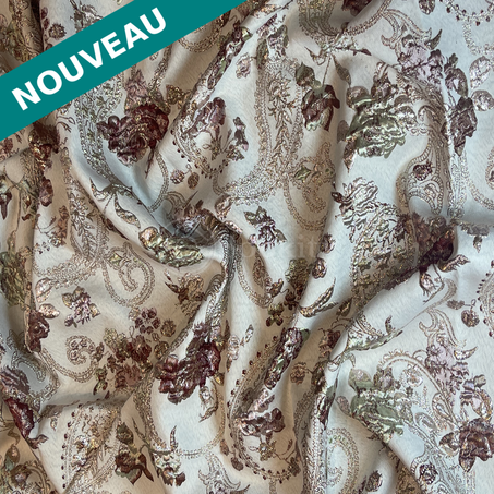 Broché - Fleurs de Paisley en Bordeaux