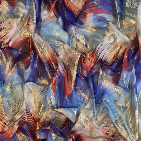 Tlija imprimée - Nuages de couleurs en bleu cobalt rouge