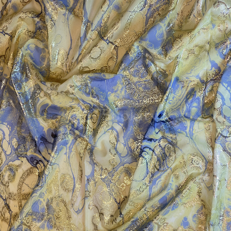 Tlija imprimée - Fumée en couleurs en Bleu roi