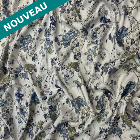 Broché - Fleurs de Paisley en Bleu acier clair