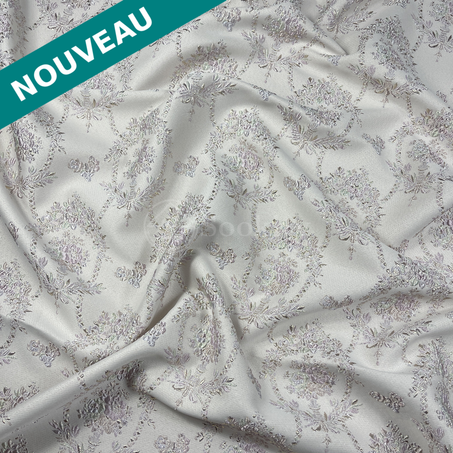 Broché - Couronne de fleurs en Rose parme argenté doré