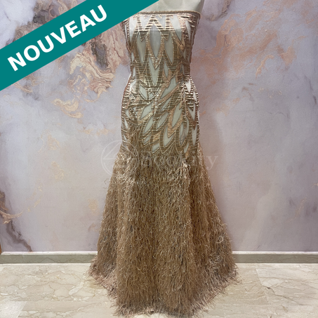 Organza plumes - Feuille du Bananier en Caramel