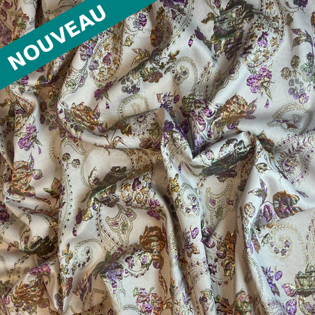Broché - Fleurs de Paisley en Orange vert mauve