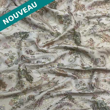 Broché - Fleurs de Paisley en Saumon vert