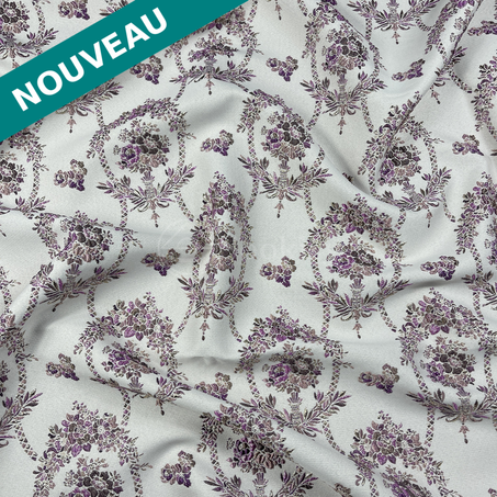 Broché - Couronne de fleurs en Violine argenté doré