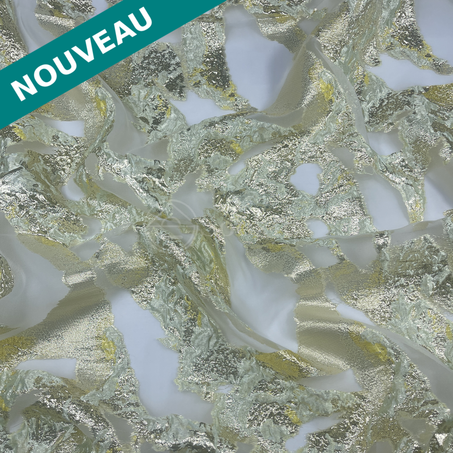 Organza - Îles en Jaune citron vert eau argenté doré