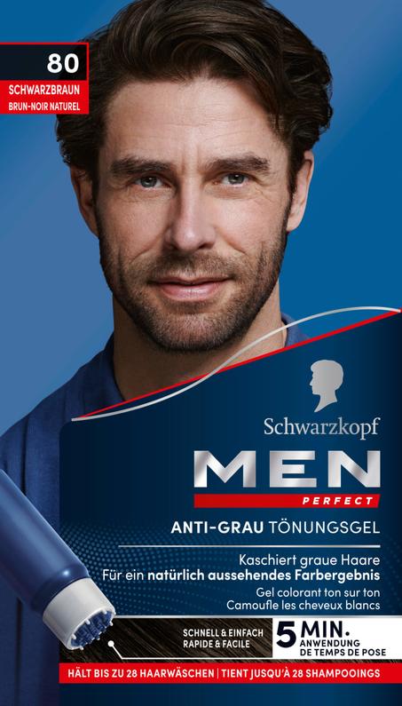 Schwarzkopf Hommes Gel anti-gris à teinte intensive 80 brun noir, 80 ml