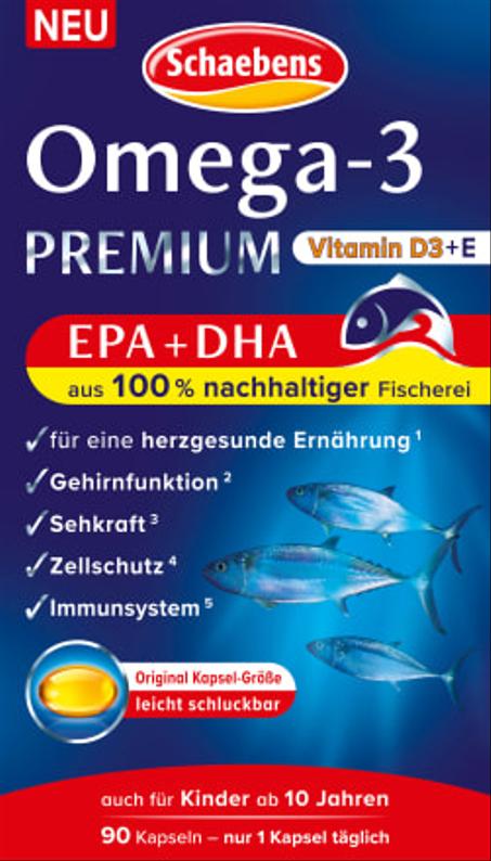 Schaebens Capsules d'huile de poisson oméga-3 premium 90 pièces, 79 g