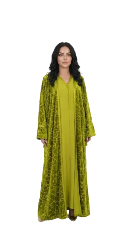 Gandoura Vert Olive Lumineux