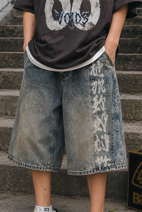VOIDS Vintage Kanji Denim Shorts – Ice Wash