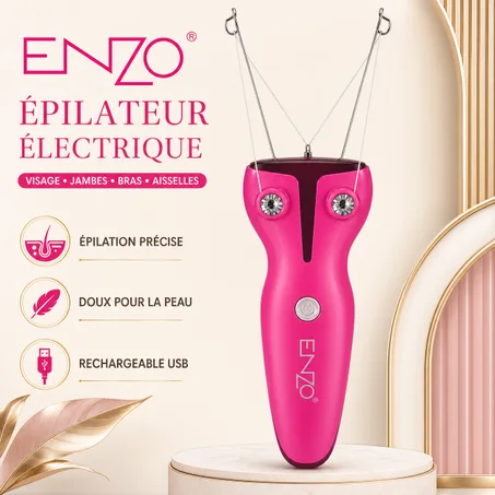 ENZO Épilateur Électrique Rechargeable USB pour Femme – Visage, Jambes, Bras & Aisselles