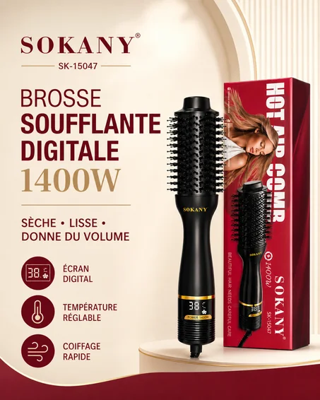 Brosse Soufflante SOKANY Original 1400W avec Écran Digital – SK-15047