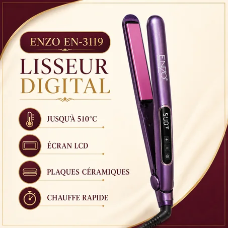 Lisseur Professionnel ENZO ORIGINAL – Digital 510°C