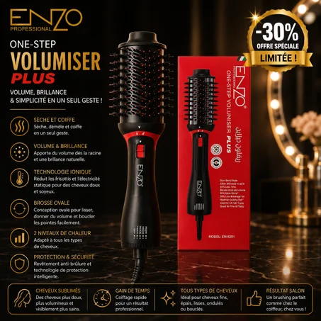 Brosse Soufflante 1200W, 2 en 1 ENZO ORIGINALE – Sèche-Cheveux Volumisant Haute Puissance
