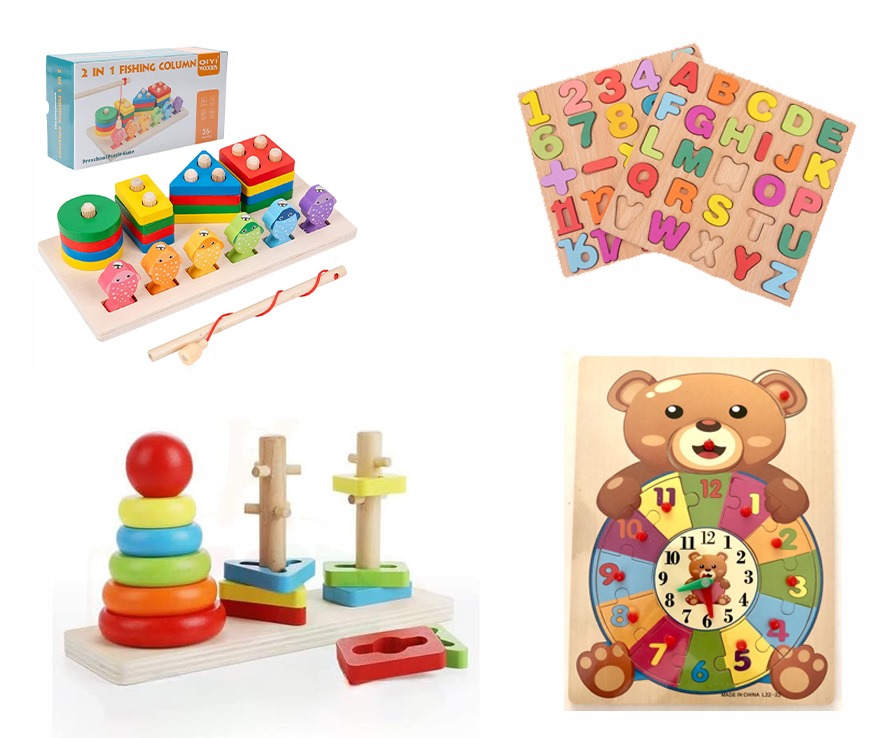 Pack Montessori de 5 jouets éducatifs en bois