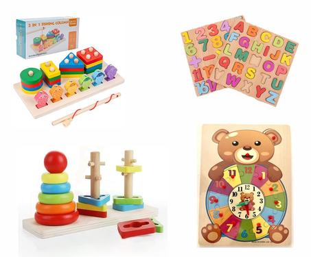 Pack Montessori de 5 jouets éducatifs en bois