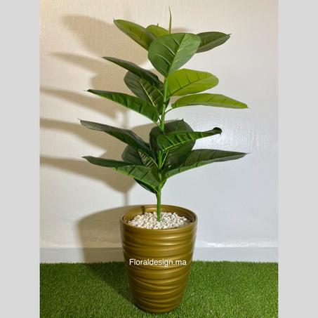 Arbre Caoutchouc Verte Pot Doré           Dimensions : 1,1m complet