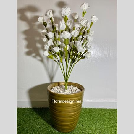 Arbre Bouquet Blanc Pot Doré          Dimensions : 0,9m complet