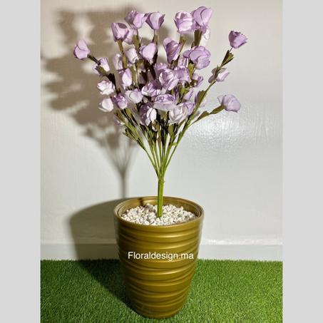 Arbre Bouquet Mauve Pot Doré           Dimensions : 0,9m complet