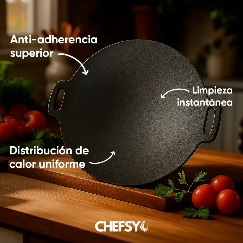 PLANCHA ANTIADHERENTE DE 30CM EN HIERRO ALEMÁN + GRATIS EBOOK CON 100 RECETAS EXCLUSIVAS