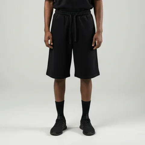 Black Long Sweat Shorts