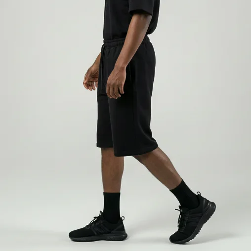 Black Long Sweat Shorts
