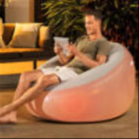 أريكة هوائية مريحة بمصباح LED تصميم أنيق وعصري قابلة للنفخ بسهولة Fauteuil Gonflable avec LED Incorporée à 7 Couleurs Soft Top 102x97x71cm Bestway #75086