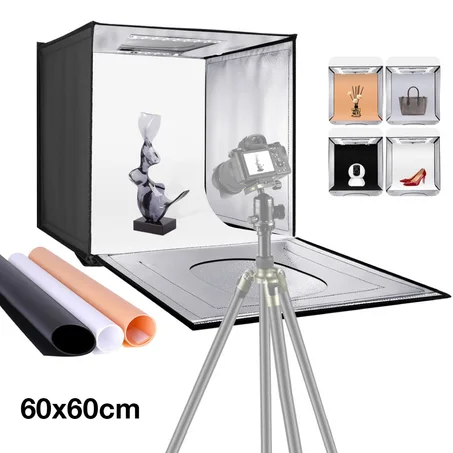 صندوق ضوئي لتصوير المنتجات بإحترافية LIGHT BOX Avec Trois Fonds 60x60cm