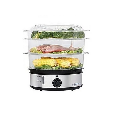 Lamacom Cuiseur Vapeur Electrique 3 étages - 800W Look-in جهاز الطبخ بالبخار الكهربائي