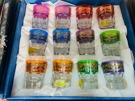 طقم أكواب شاي مغربية ملونة مكونة من 12 قطعة