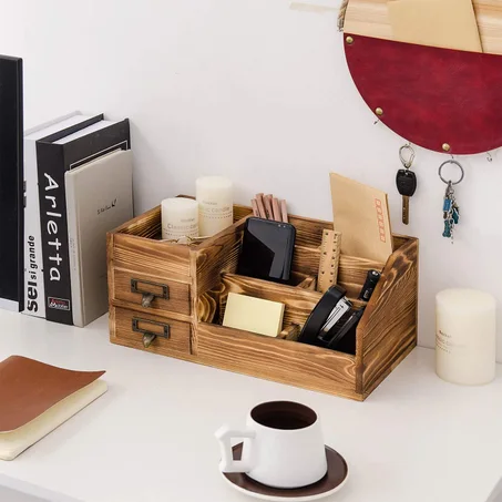 منظم مكتب خشبي متعدد الاستعمالات – أناقة وتنظيم بلا مجهود