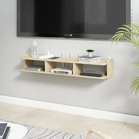 رفوف خشبية معلقة في أحجام مختلفة  لجهاز WiFi  و DVD و حمل أغراض متعددة