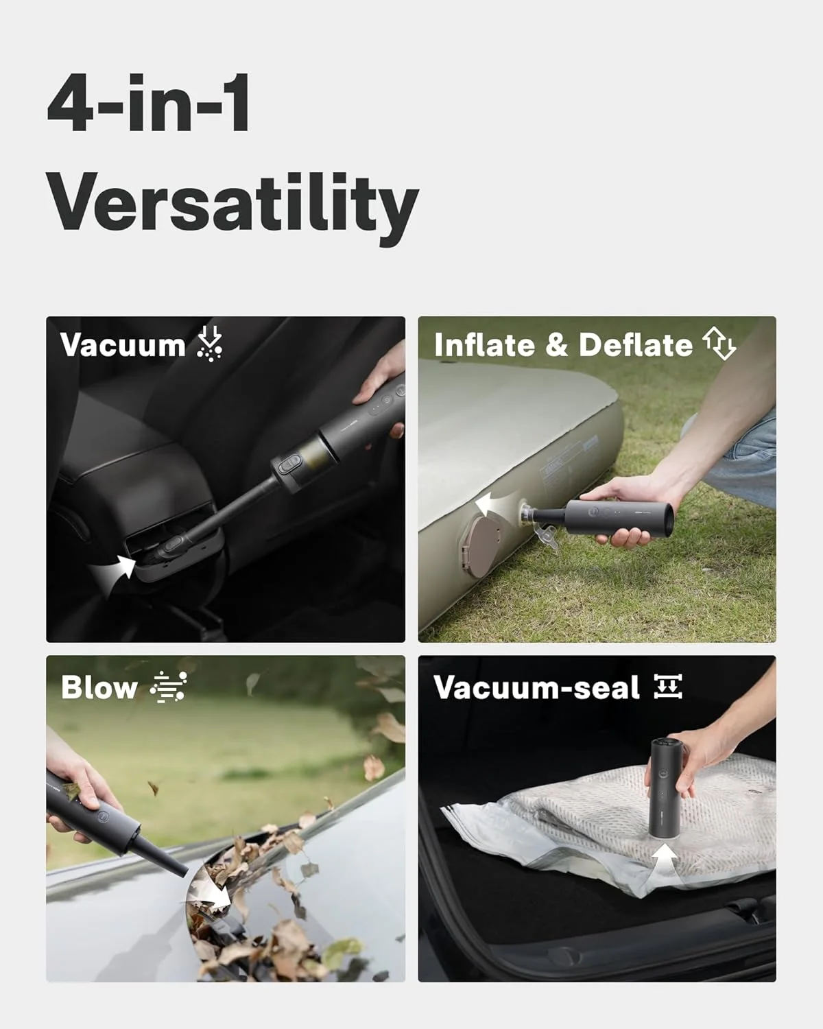 هوتو مكنسة كهربائية محمولة لاسلكية للسيارة 4 في 1 مع شفط قوي 20000 باسكال