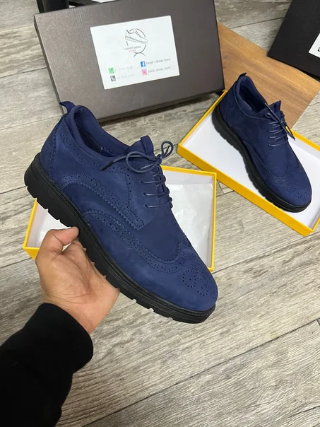 OXFORD Cuir NUBUCK Bleu Marine