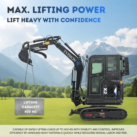 TYPHON TERROR X2 MAX 2.7 Ton Mini Excavator Powerful, Yanmar Engine, Cabin with A/C & Heater, Pilot Control, Boom Swing