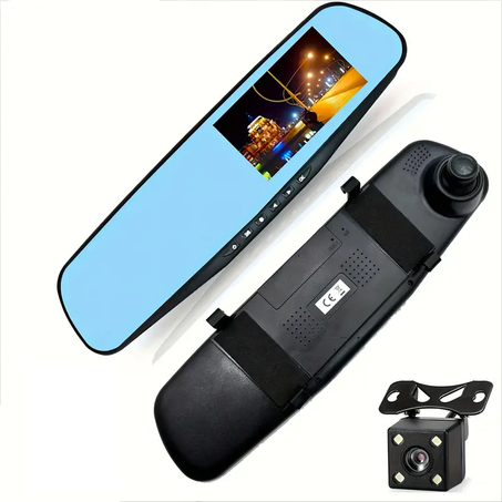 مرآة الرؤية الخلفية للسيارة مع كاميرا أمامية وخلفية DVR