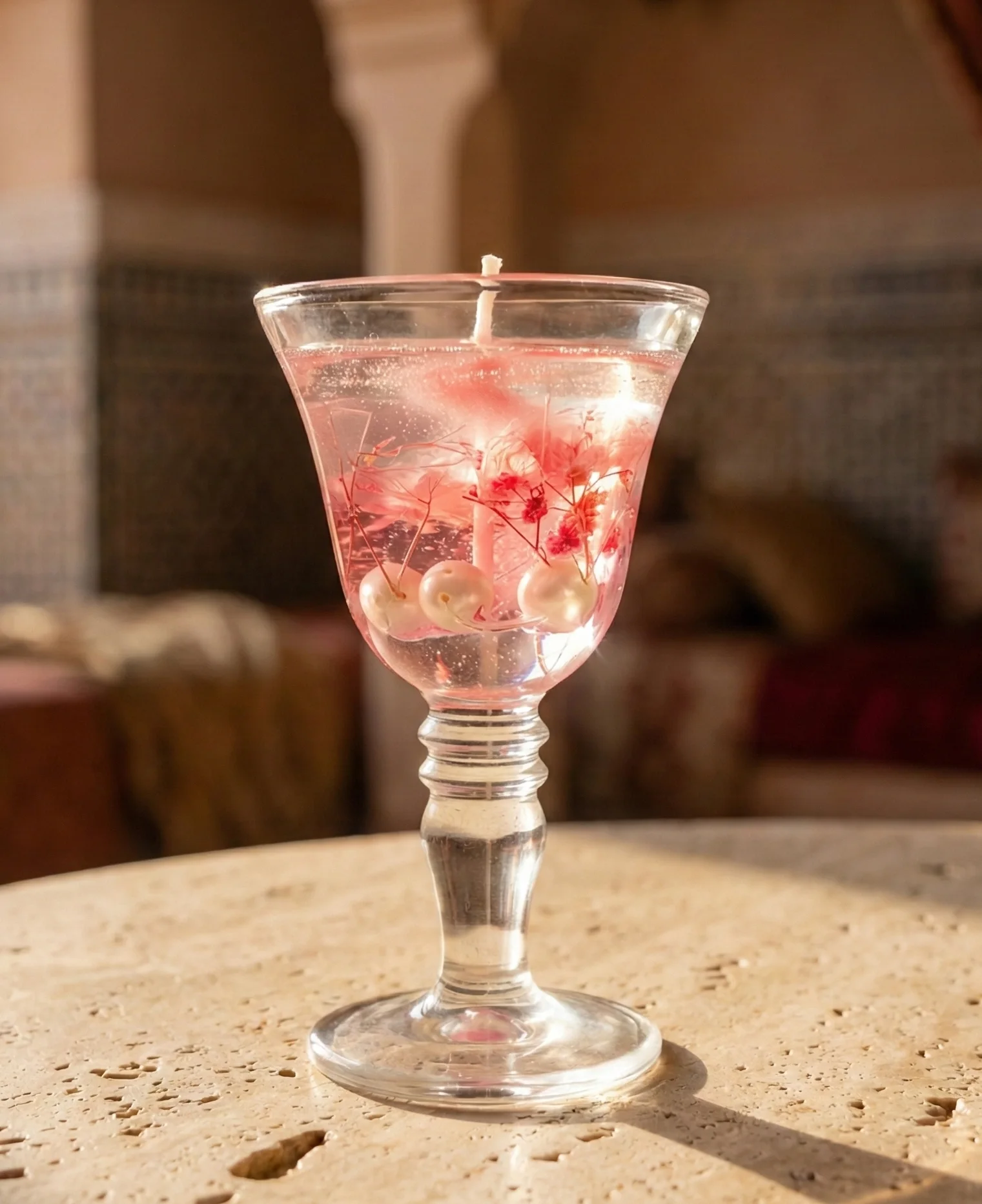 Bougie Gel – La Romance (Rose & Perles)