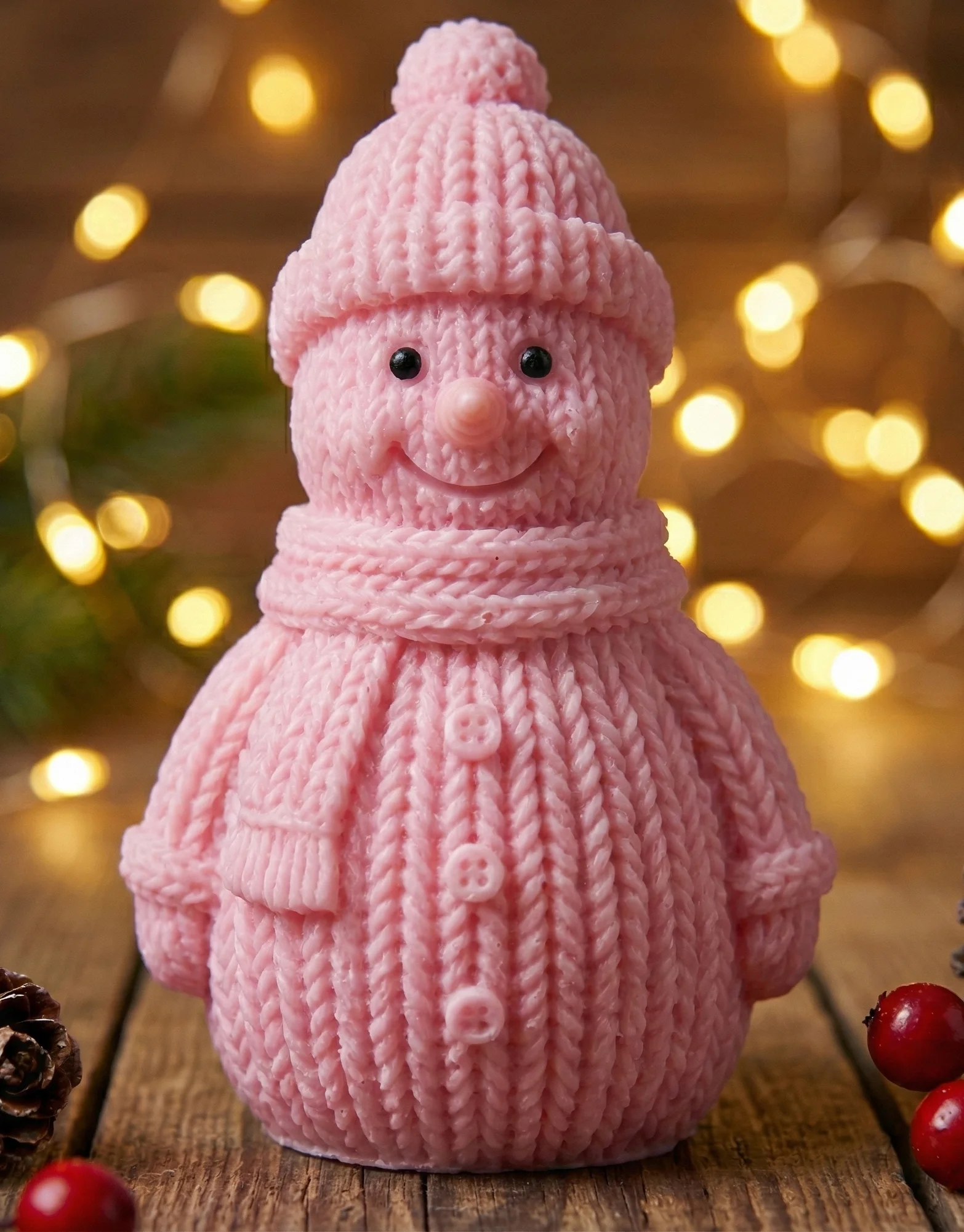 Bougie Sculptée – Bonhomme de Neige