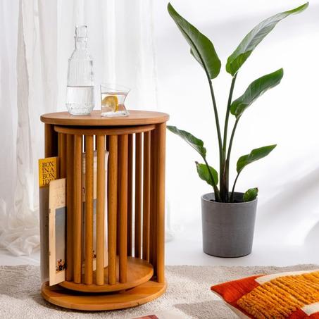 طاولتين خشبيتين أسطوانيتين – لمسة فخامة طبيعية لبيتك