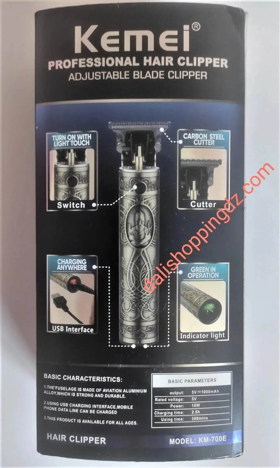 Tondeuse à cheveux électrique professionnelle Kemei 700E avec boîtier en métal,hair shaver Kemei